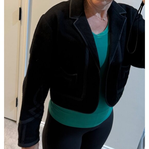 Vtg Chaqueta Size Small Black Wool Embroidered Cropped Jacket Intricate Design - Picture 13 of 14